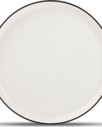 Frokosttallerken     Collection Studio Base New Bone China Porcelæn  Hvid Med Sort Kant  ø19   Cm