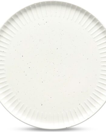 Frokosttallerken Salt   Pepper Ora Gloss 21 Cm   New Bone China Porcelæn  Hvid  Rillekant  Reaktiv Glasur