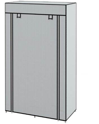Garderobeskab   Stof Med   Garderobestang    Skuffer  83   42     162   Cm  Grå