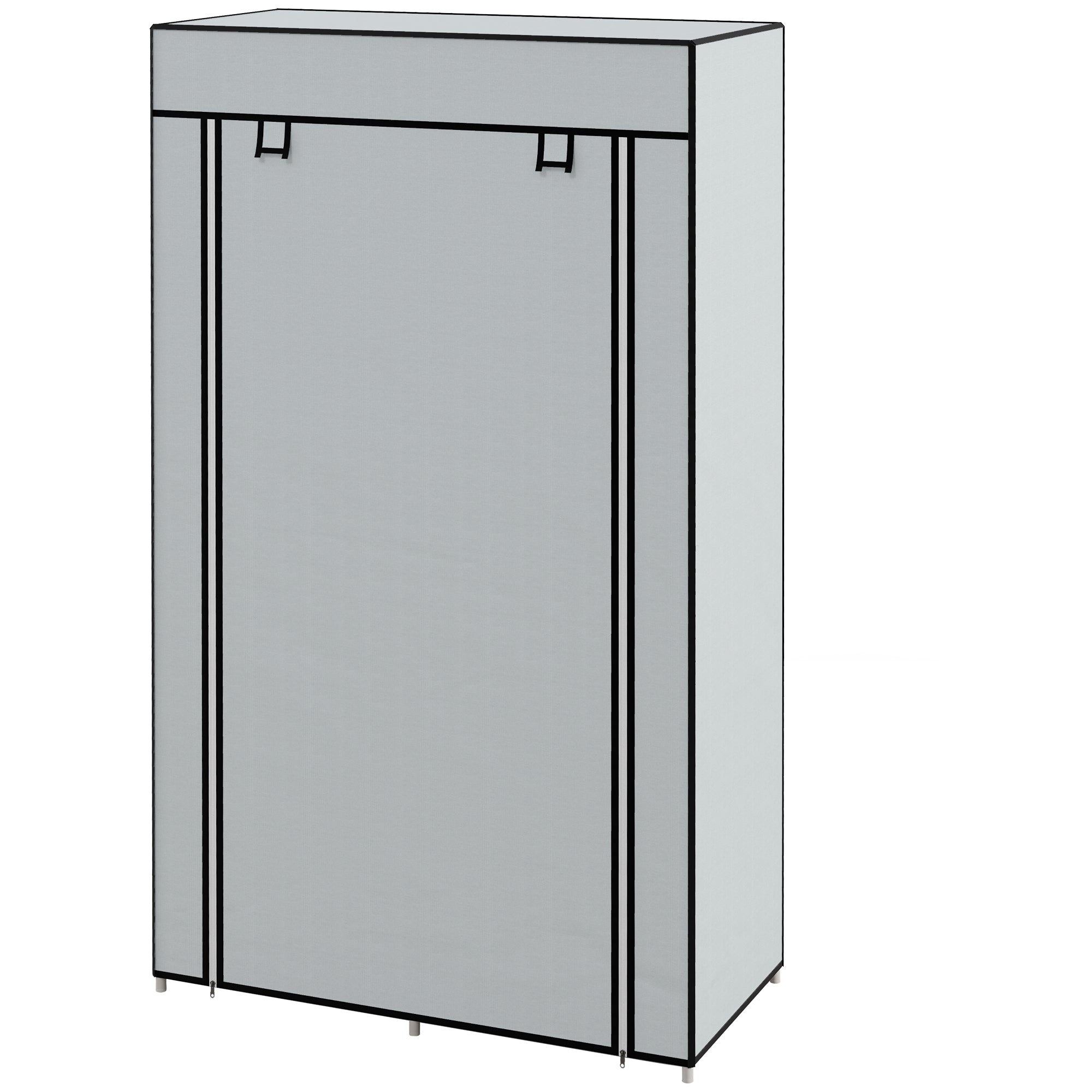 Garderobeskab   Stof Med   Garderobestang    Skuffer  83   42     162   Cm  Grå