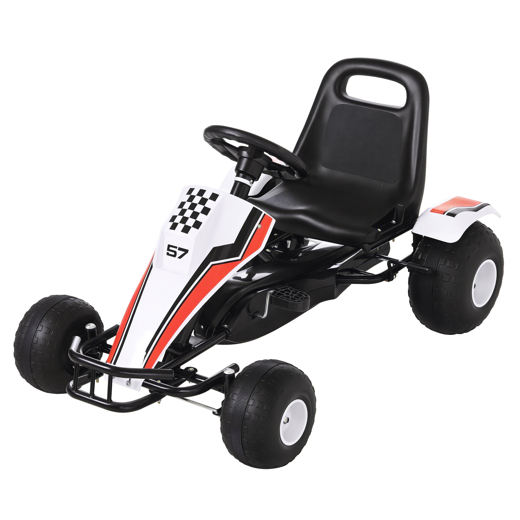 Gokart Børnebil Pedalbil Med Pedalbremser Børnelegetøj Til  -  år Stål Hvid 104   66   57 Cm