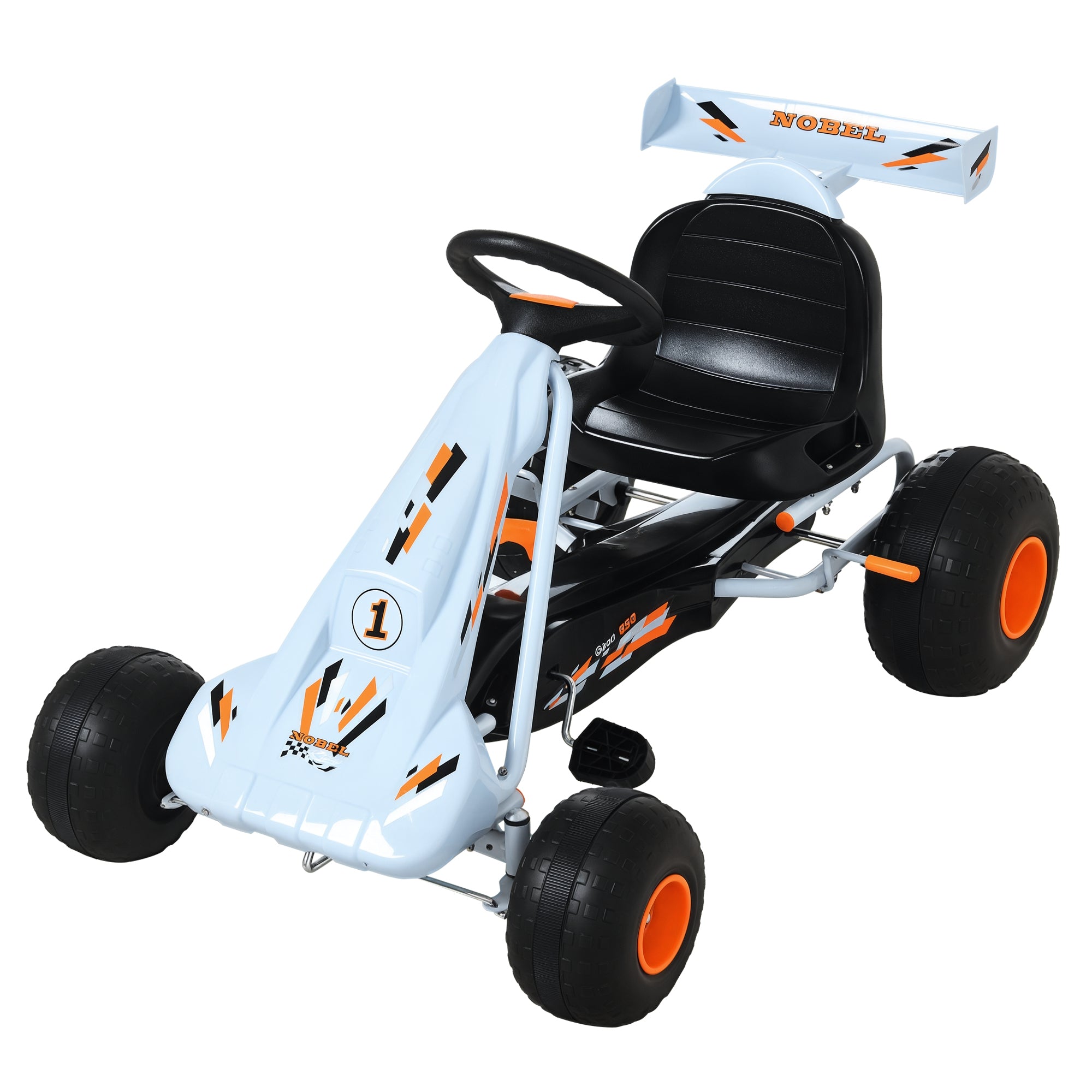 Gokart Med Håndbremse  Justerbart Sæde  Pedal  Frem- Og Bakgear  Kettcar Pedalbil  Børnebil  Børnelegetøj  Pedal-gokart Til Børn Fra   år  Lyseblå