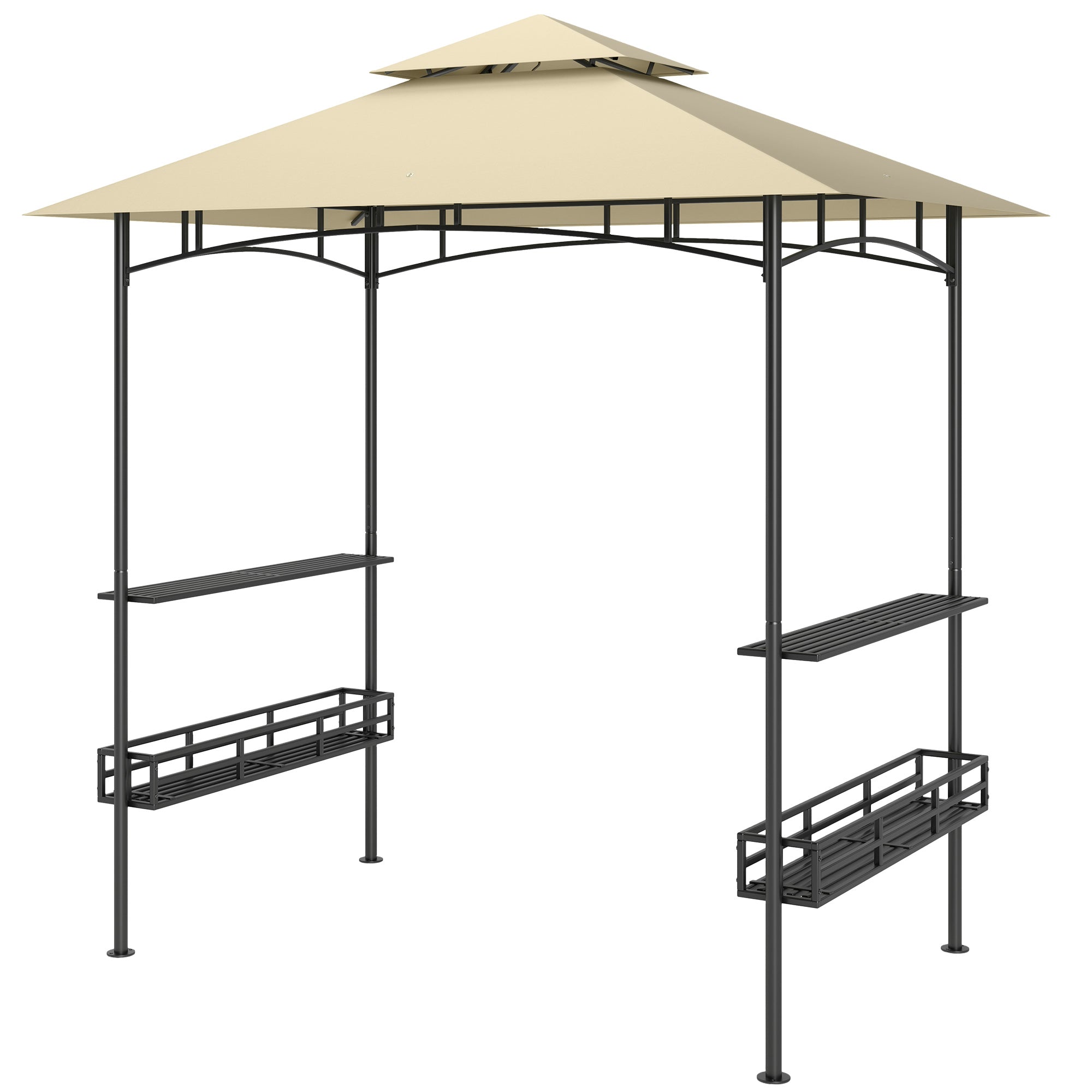 Grilltelt  Bbq-telt  Havepavillon Med   Hylder  Opbevaringskurve  Kroge  Til Terrasse  Beige