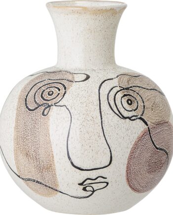 Gulvase Bloomingville Irini Håndmalet Hvidt Stentøj ø19     H22   Cm