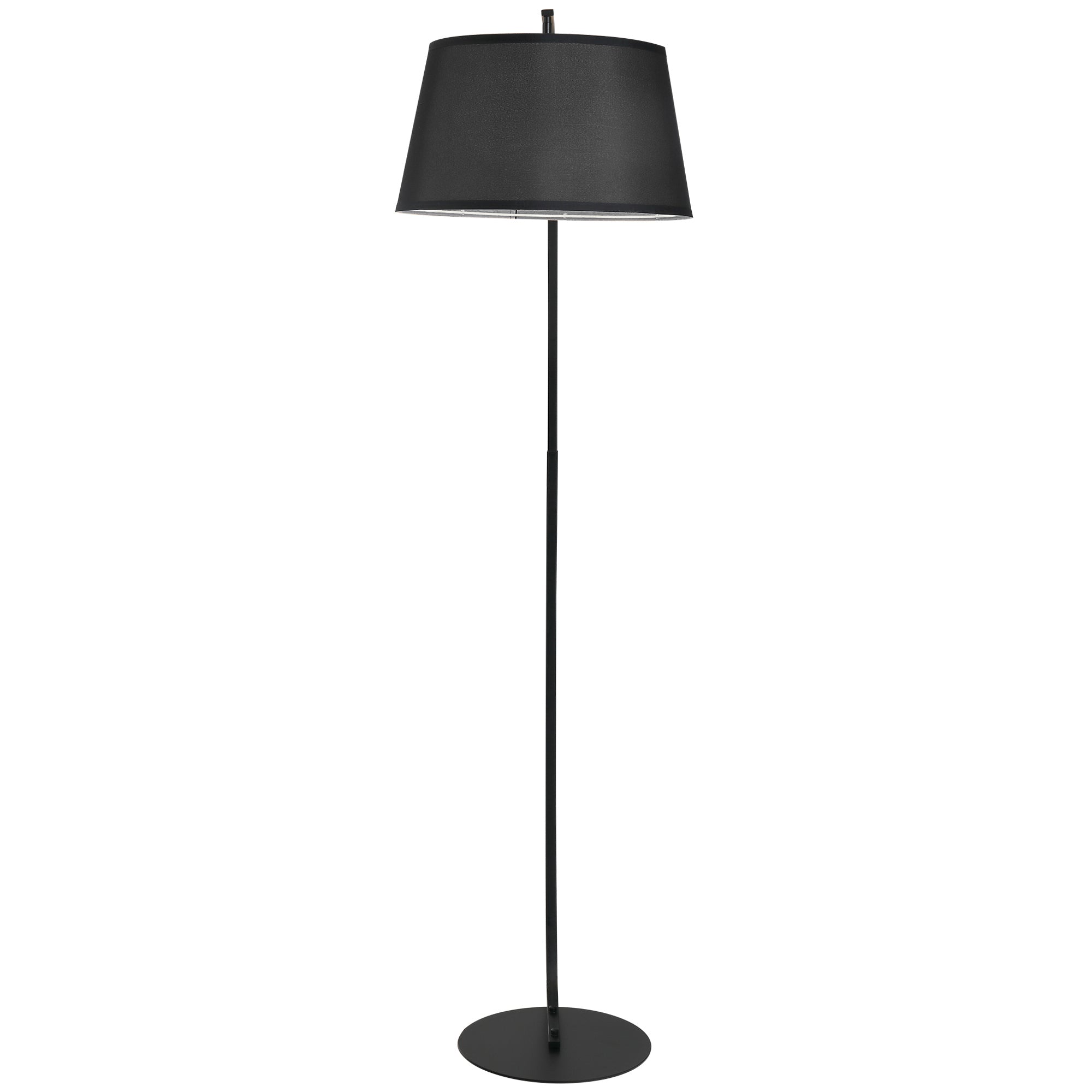 Gulvlampe  Buet Gulvlampe Med Stofskærm  Gulvlampe Med Rund Fod  Metal  105l   47b   190h Cm  Sort