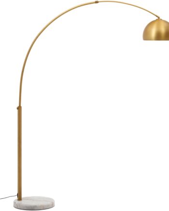 Gulvlampe Kave Home Madali   Stålampe Med Guldfinish Og Hvid Marmorfod  Justerbar Højde