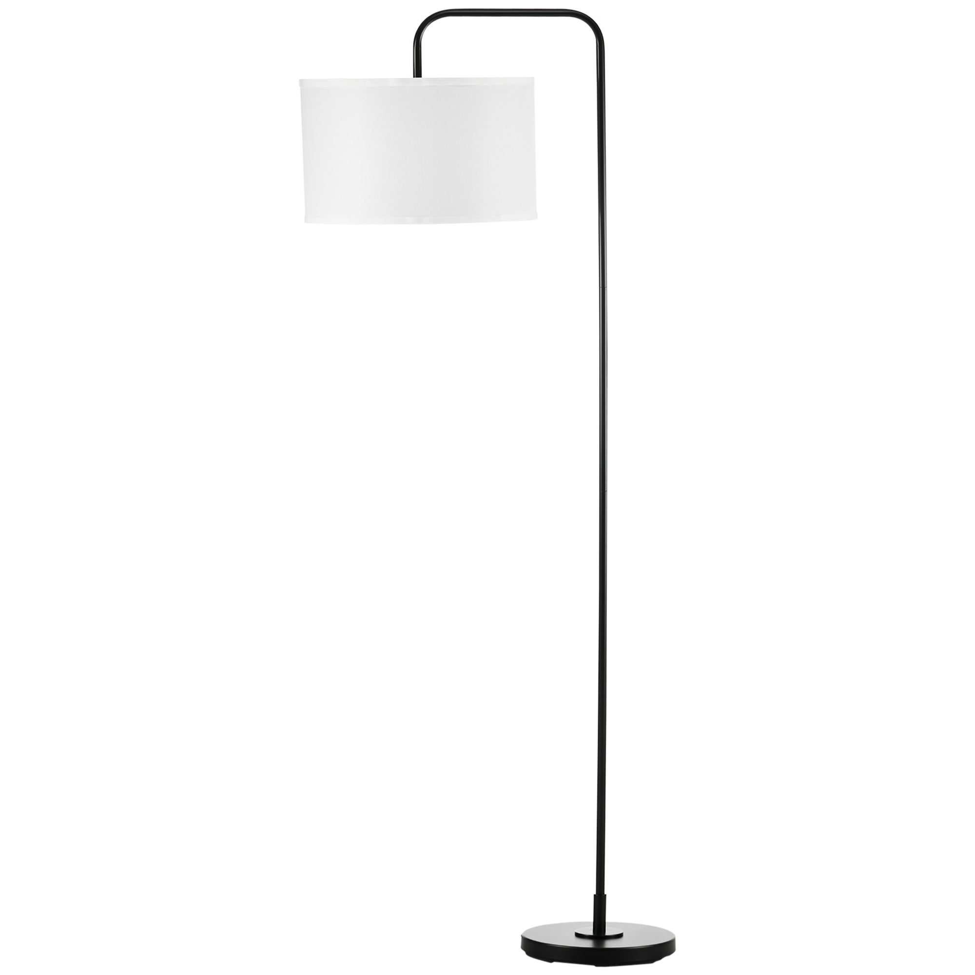 Gulvlampe Med Fodkontakt  Gulvlampe Med Stofskærm  Stål  Hvid
