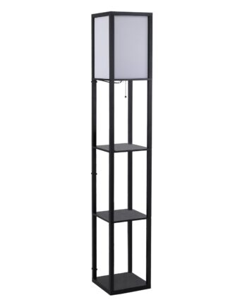 Gulvlampe Med Hylder  Gulvlampe  Træ  26   26   160 Cm  Til Stue Soveværelse  Uden Pære