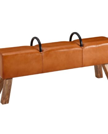Gymnastikbænk   Entrébænk   ægte Læder Og Massivt Træ  133x60 5x34 Cm  Brun