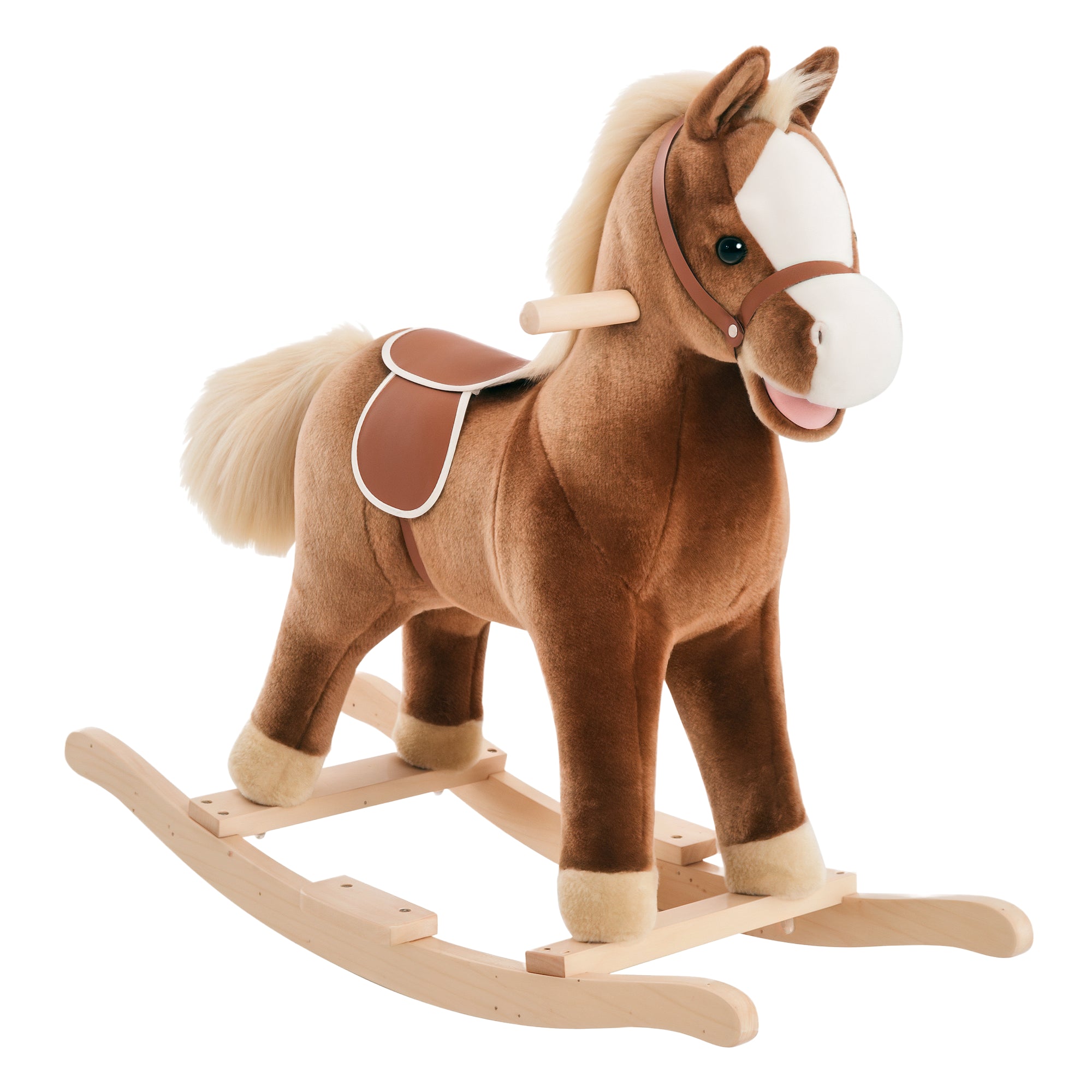 Gyngehest Baby Gyngedyr Plyslegetøj Børn Plys Gyngedyr Brun L74   B33   H62 Cm