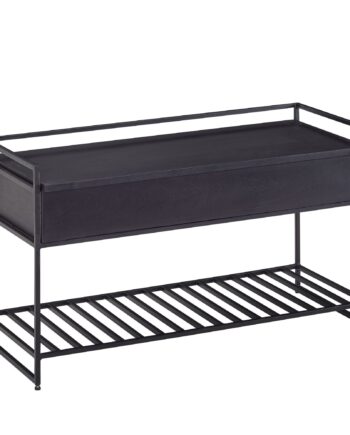 Håndlavet Entrébænk   Skobænk Med Opbevaringsplads  90x52x38 Cm  Sort Træ Og Metal