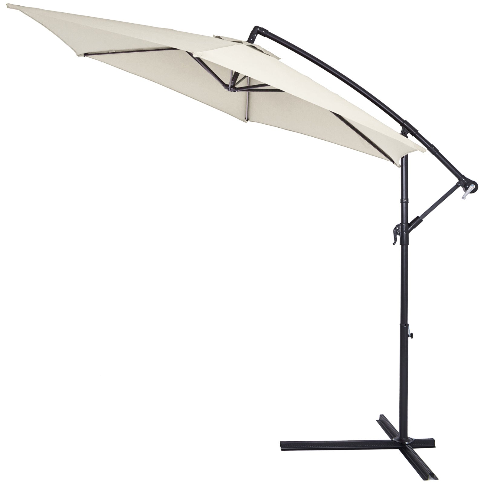 Hængeparasol Parasol Med Stativ  330 Cm  Uv-beskyttelse 40  Creme Hvid