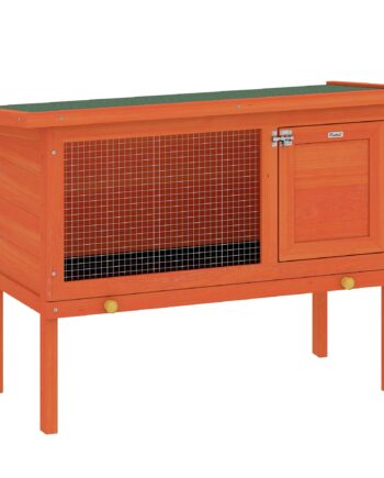 Hævet Kaninbur   Træ Med Hængslet Bitumentag Og Udtræksskuffe  90x45x65 Cm  Orange