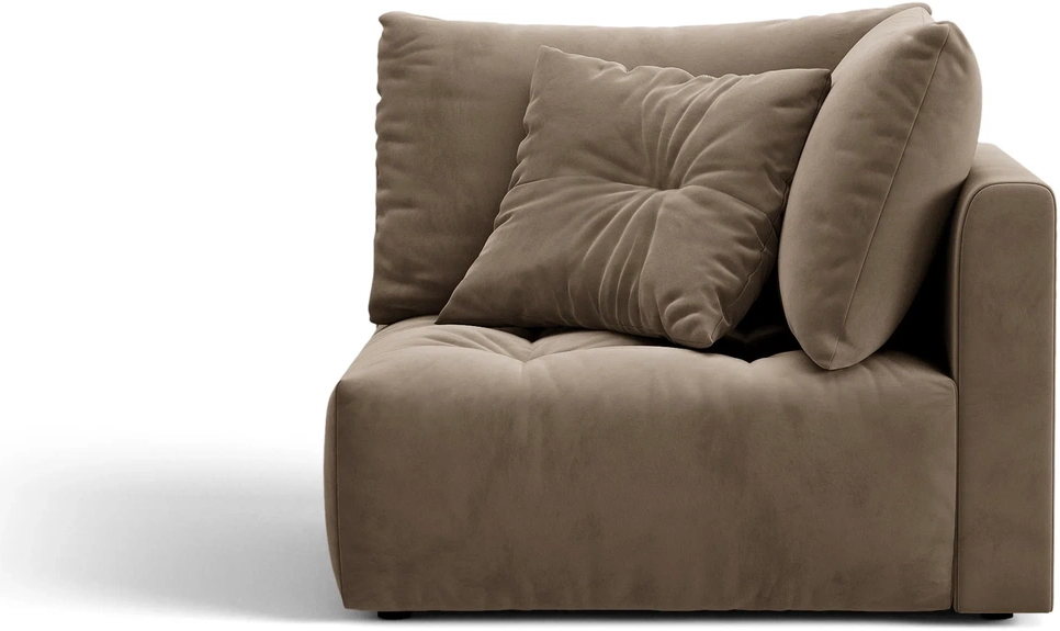 Hjørnemodul Hjørneelement Til Modulsofa Micadoni Bloom  Lysebrun Velour Casino Taupe 105x105 Cm