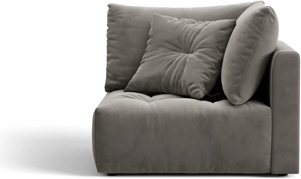 Hjørnemodul Micadoni Bloom   Grå Velour Casino Stone  Modulsofa Hjørnesæde H97ã B105ã D105 Cm