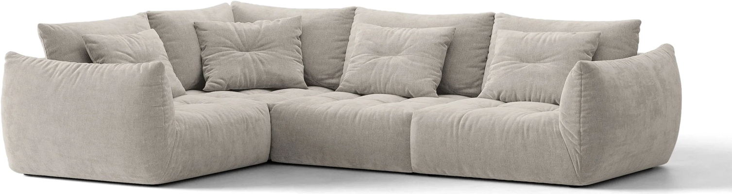 Hjørnesofa Chaiselongsofa Micadoni Bloom Venstrevendt   -pers Lysgrå Wind 84 Tekstureret Stof  B316ã D222ã H97 Cm