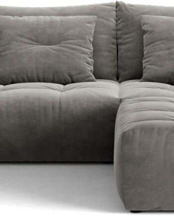 Hjørnesofa Micadoni Bloom  Grå Velour Casino Stone  Fleksibel Chaiselong    Pers  B232ã D214ã H97 Cm