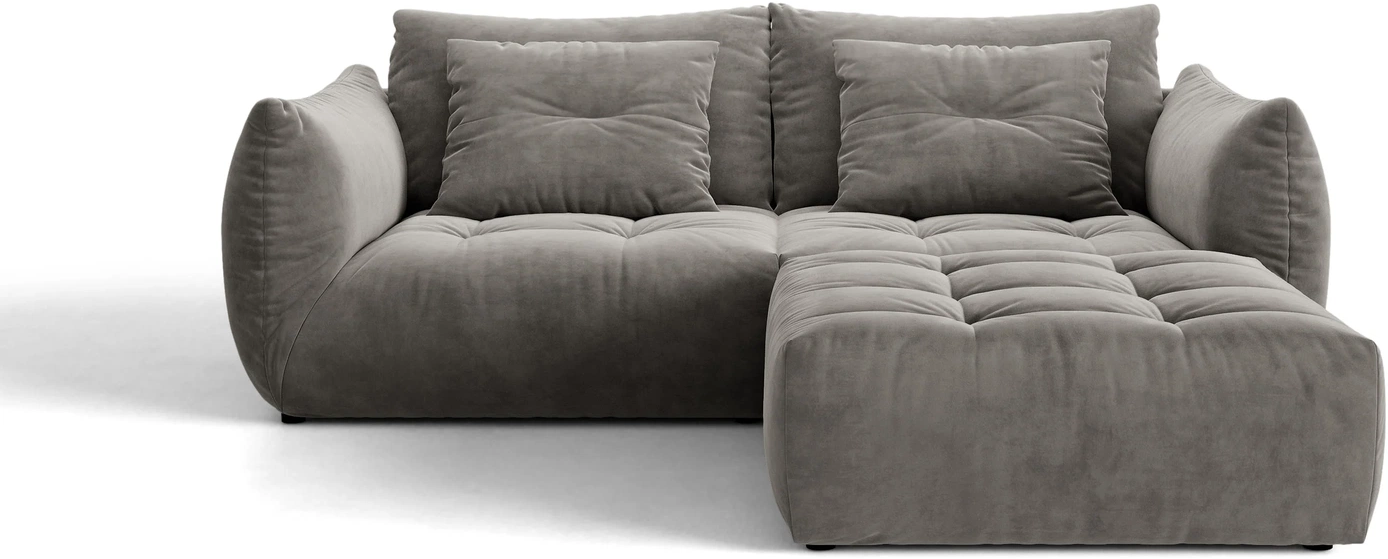 Hjørnesofa Micadoni Bloom  Grå Velour Casino Stone  Fleksibel Chaiselong    Pers  B232ã D214ã H97 Cm
