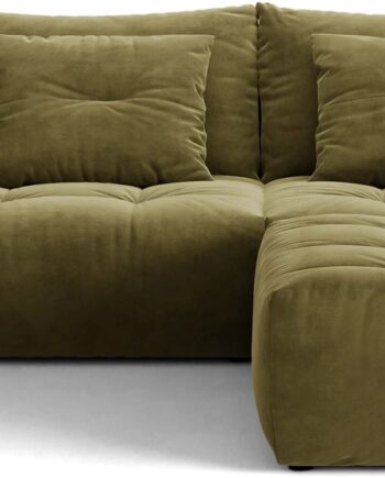 Hjørnesofa Micadoni Bloom Lys Grøn Velour Casino Forest  -personers Vendbar Chaiselong 232x214 Cm