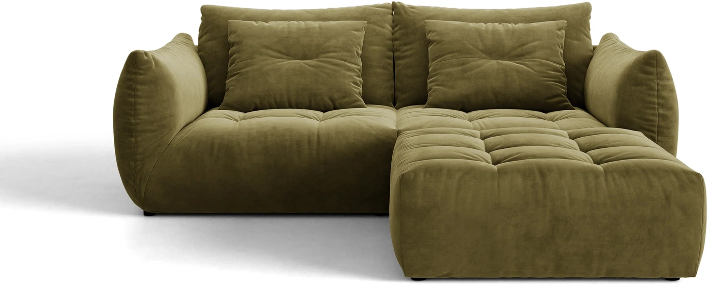 Hjørnesofa Micadoni Bloom Lys Grøn Velour Casino Forest  -personers Vendbar Chaiselong 232x214 Cm