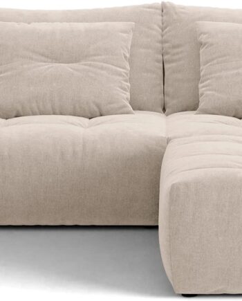 Hjørnesofa Micadoni Bloom  Lysebeige  Tekstureret Wind-stof    Pers  Vendbar Puf
