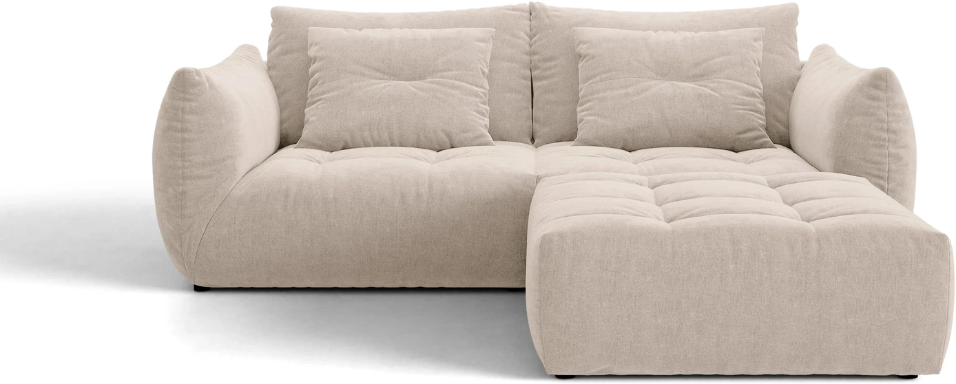 Hjørnesofa Micadoni Bloom  Lysebeige  Tekstureret Wind-stof    Pers  Vendbar Puf