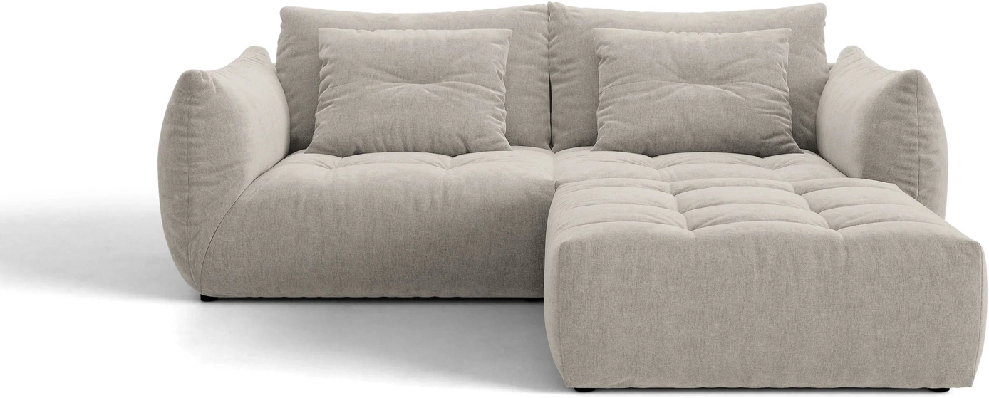 Hjørnesofa Micadoni Bloom  Lysgrå Wind 84 Tekstureret Stof   -personers Med Vendbar Puf  B232ã D214 Cm