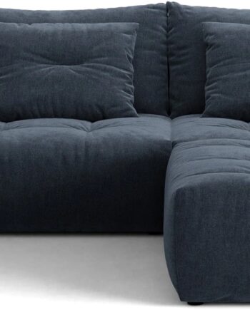 Hjørnesofa Micadoni Bloom  Marineblå Tekstureret Wind 77-stof  Universal Chaiselong   -personers