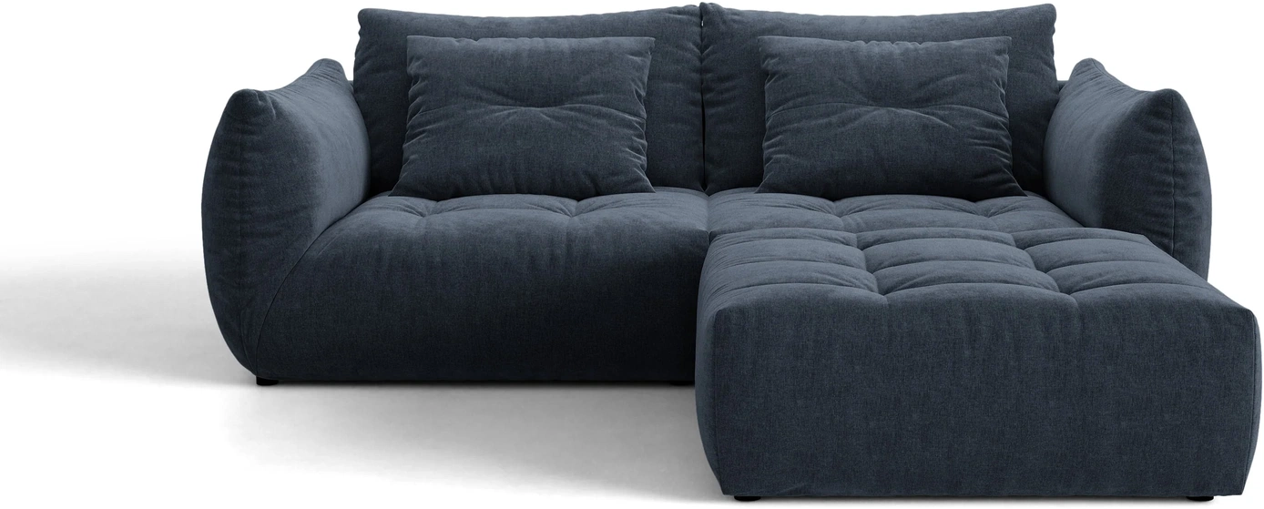Hjørnesofa Micadoni Bloom  Marineblå Tekstureret Wind 77-stof  Universal Chaiselong   -personers