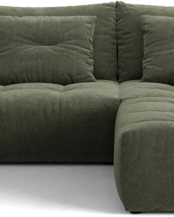 Hjørnesofa Micadoni Bloom  Mosgrøn Fløjlsblød Wind 75 Stof  B232xd214xh97 Cm  Vendbar Puf    Pers