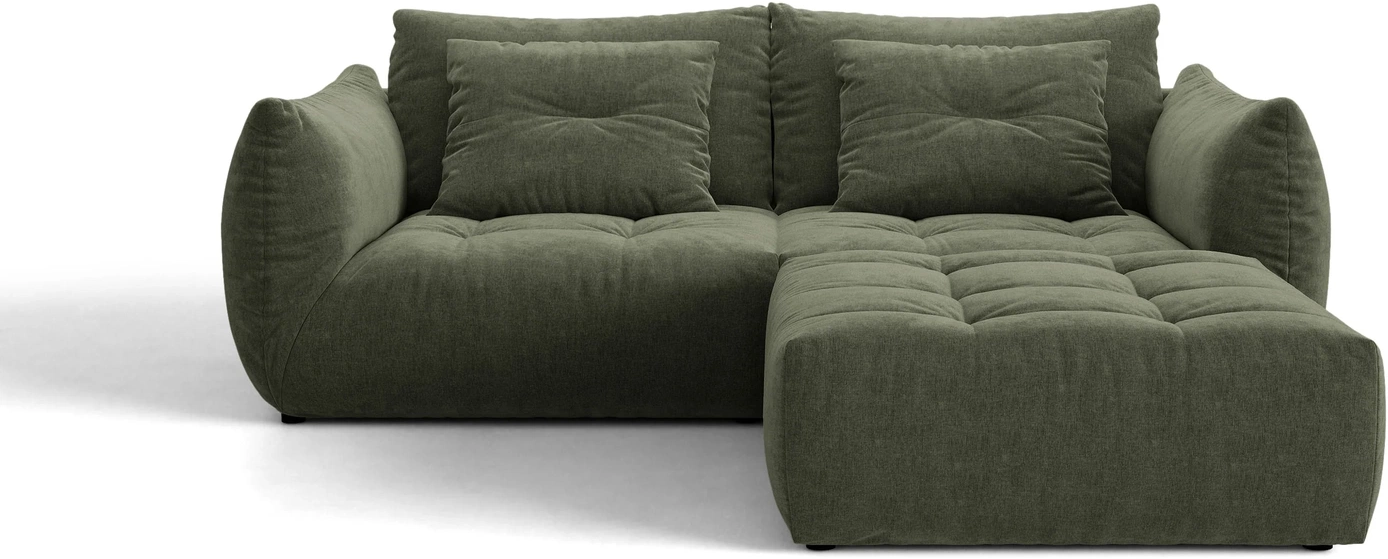 Hjørnesofa Micadoni Bloom  Mosgrøn Fløjlsblød Wind 75 Stof  B232xd214xh97 Cm  Vendbar Puf    Pers