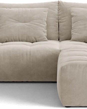 Hjørnesofa Micadoni Bloom Velour Lysebeige Slidstærk  Vendbar Puff  -pers H97ã B232ã D214 Cm