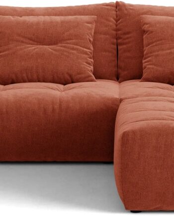 Hjørnesofa Micadoni Bloom  -personers  Wind 52 Tekstureret Stof Rødbrun  Vendbar Puf  Sort Plastben  Martindale 40 000