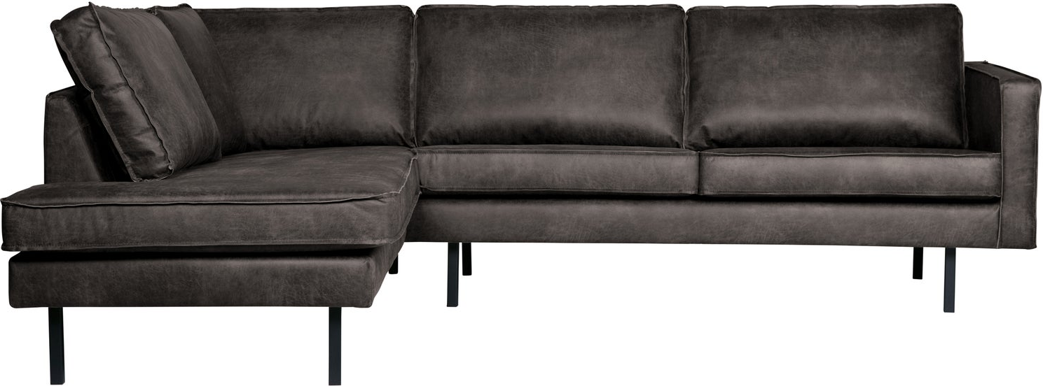Hjørnesofa Woood Rodeo Venstrevendt Loungesofa Sort Ecoleather Genanvendt Læder 266x213x85 Cm