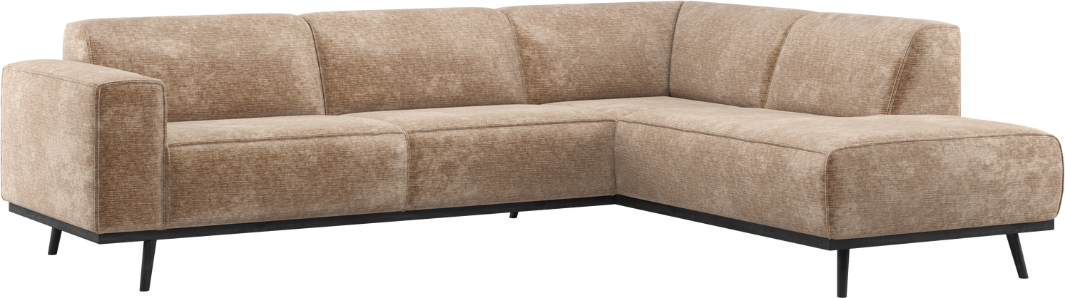 Hjørnesofa Woood Statement Højrevendt Taupe Velour-chenille B274ã D210ã H77 Cm Plads Til - Pers