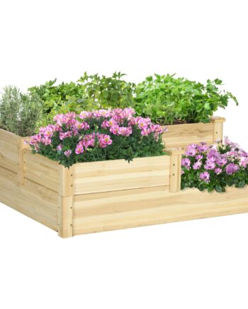 Højbed   Solrigt Design Med   Plantekasser   -etagers Design  åbent Gulv  108 Cm   88 Cm   36 Cm  Naturfarvet
