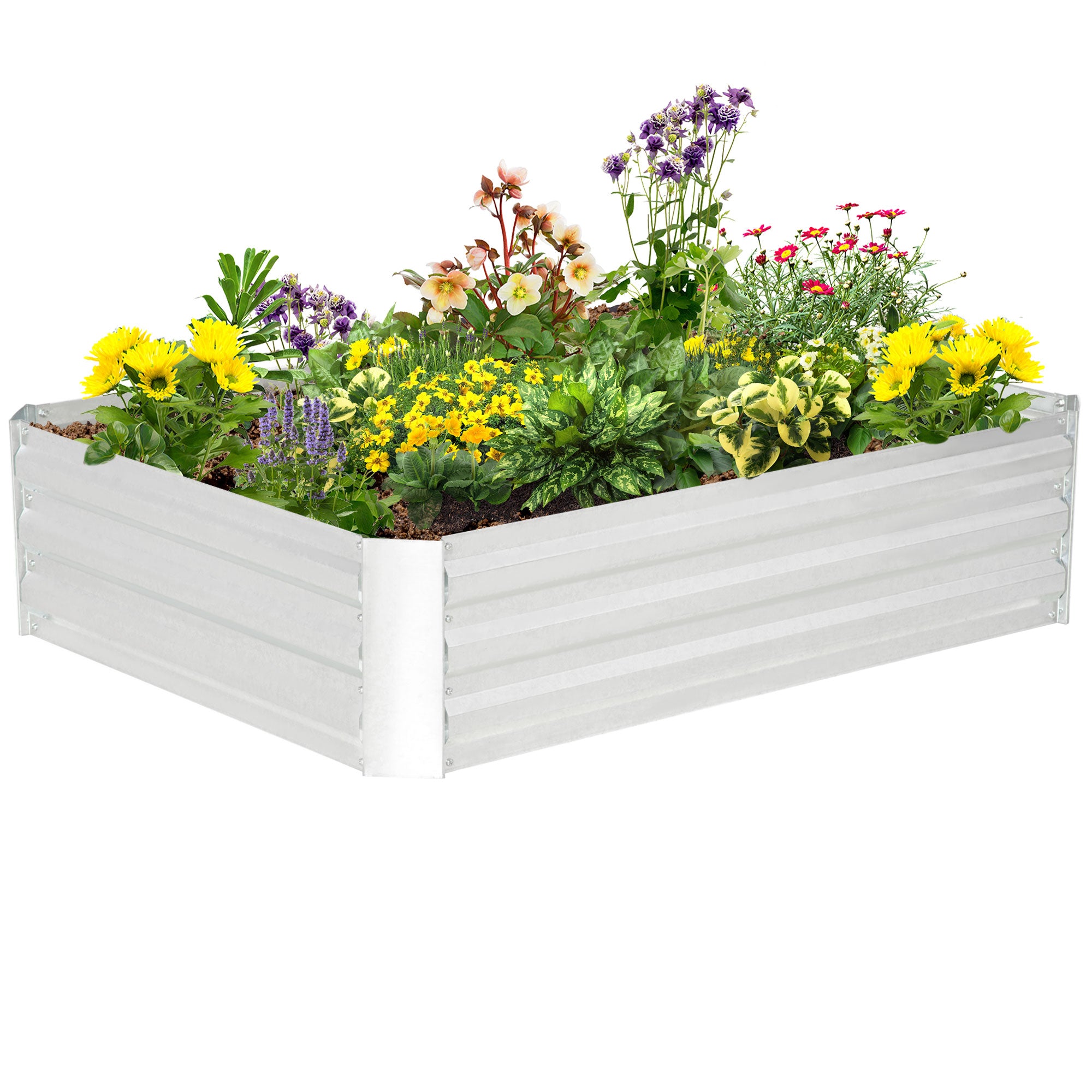 Højbed Lavet Af Galvaniseret Stål Havebed Plantekasse Til Haven Blomsterpotte Sølv 120   90   30 Cm