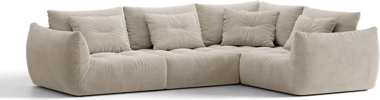 Højrevendt Chaiselongsofa Micadoni Bloom  Lys Beige Velour Casino Pearl 316x222 Cm