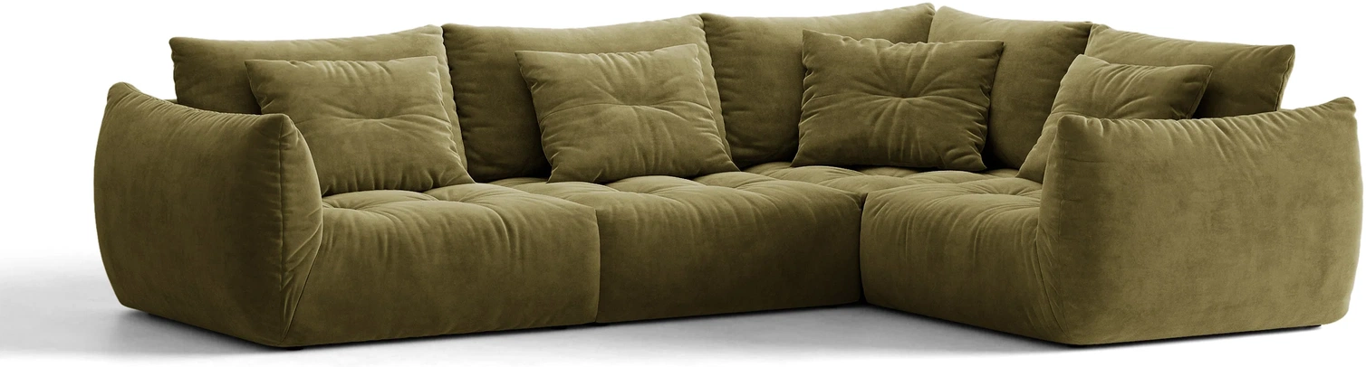 Højrevendt Chaiselongsofa Micadoni Bloom   Lys Grøn Velour Casino Forest  Hjørnesofa