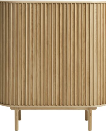 Højskab Skab Nordique Design Carno 125x110x45 Cm Natur Spånplade Med Egetræsfiner   Massivt Egetræ