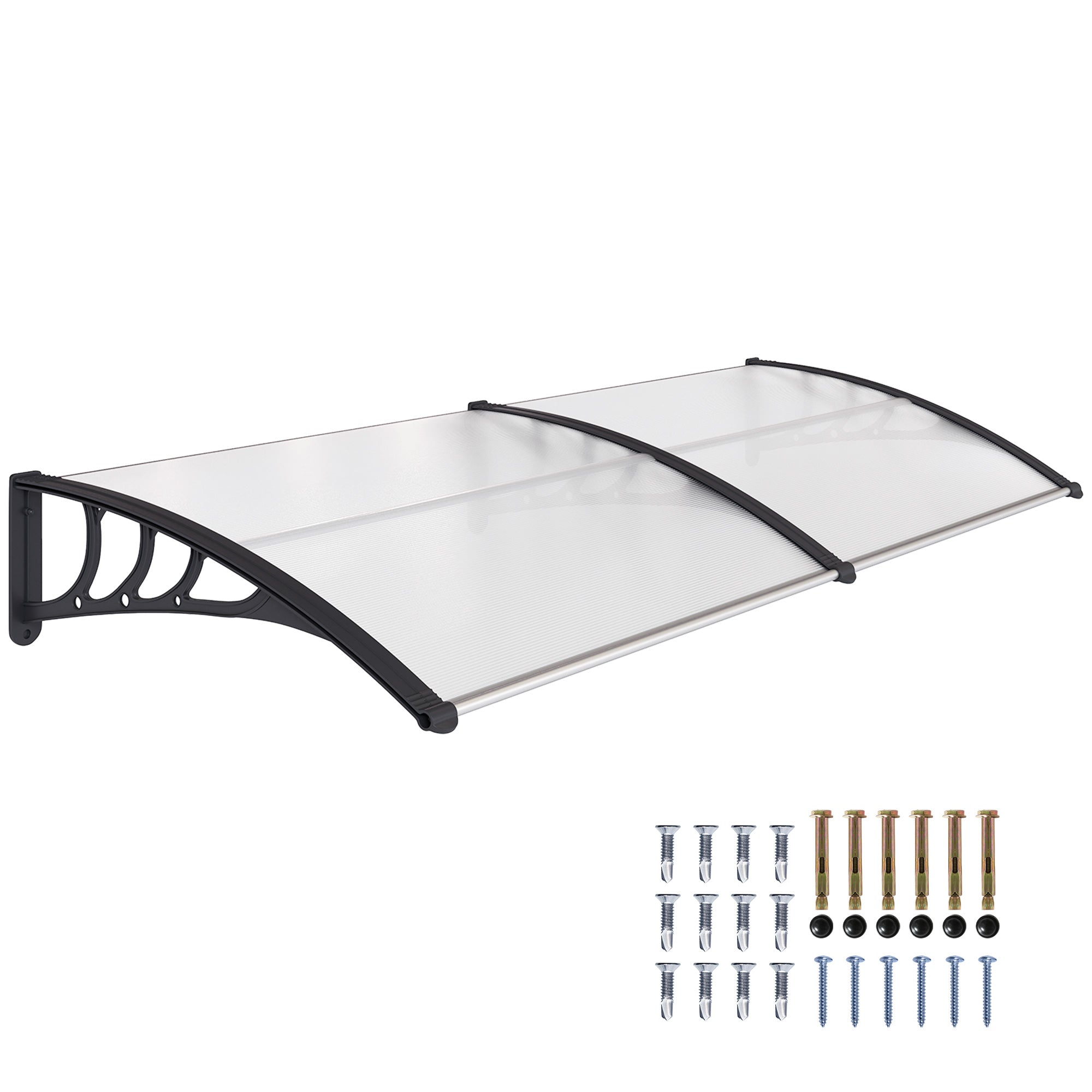 Hoveddørsmarkise 75x195x23 Cm Tagdækning 5mm Polycarbonat Solbeskyttelse Regnbeskyttelse Til Udendørs Brug Aluminium Transparent