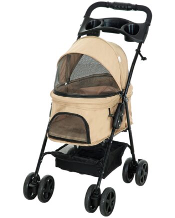Hundeklapvogn  Sammenklappelig    Sikkerhedsliner    Kopholdere  67   45   96 Cm  Khaki