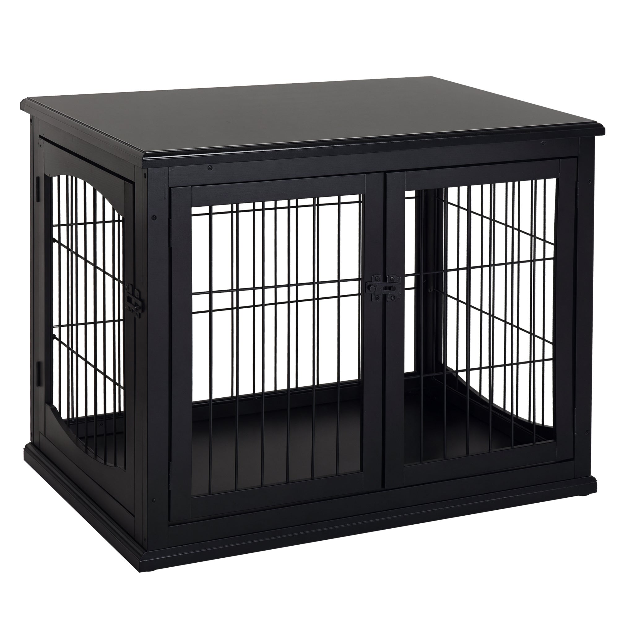 Hundetransport 58   Cm   81 Cm   66 Cm Døre  Mdf Træ Jern  58   Cm   81 Cm   66 Cm  Sort