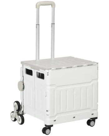 Indkøbsvogn   Trolley  Sammenklappelig  Teleskophåndtag  Belastningskapacitet Op Til 65 Kg  Hvid