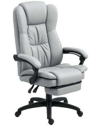 Justerbar Drejestol Med Fodstøtte  Nakkestøtte  Massagefunktion  Kunstlæder  68 5x68 5x113-121cm