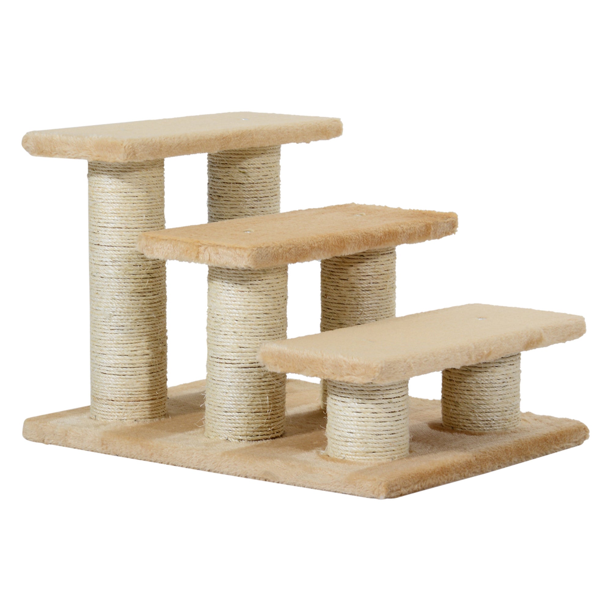 Kæledyrstrapper Kattetrapper Hundetrapper   Trin Trapper Til Katte Og Hunde Plys Creme 45   35   34 Cm