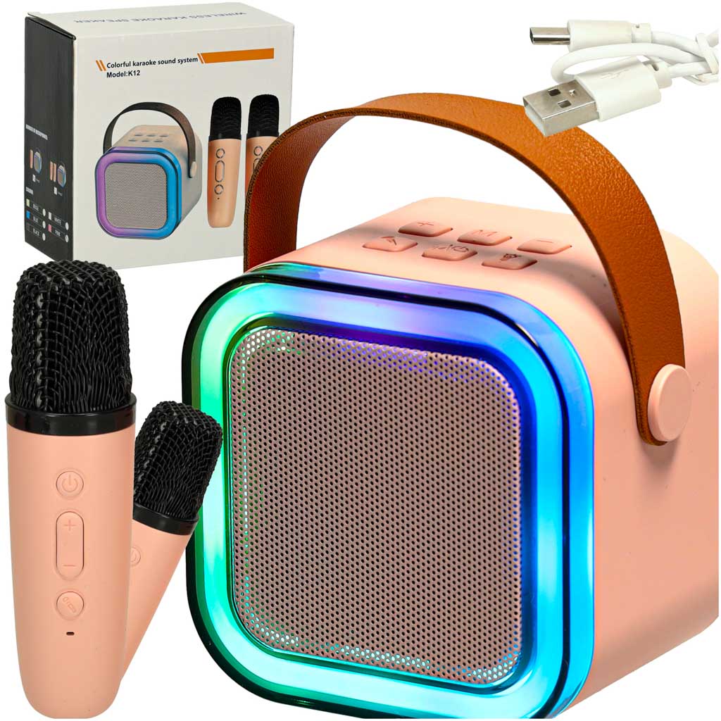 Karaoke-sæt   Mikrofoner   Bærbar Højttaler Bluetooth Usb Led Pink