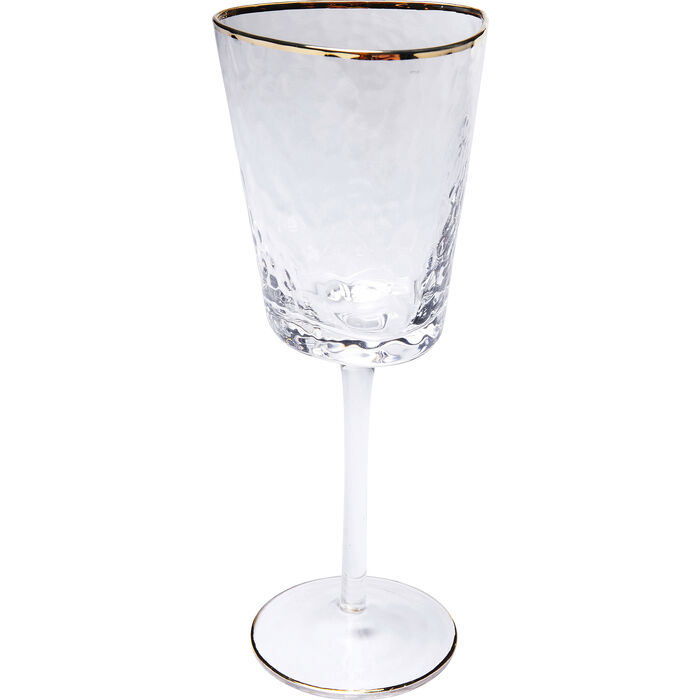 Kare Design Hommage Hvidvinsglas     Struktur Og Guldkant  Håndlavet Klar Glas   :22