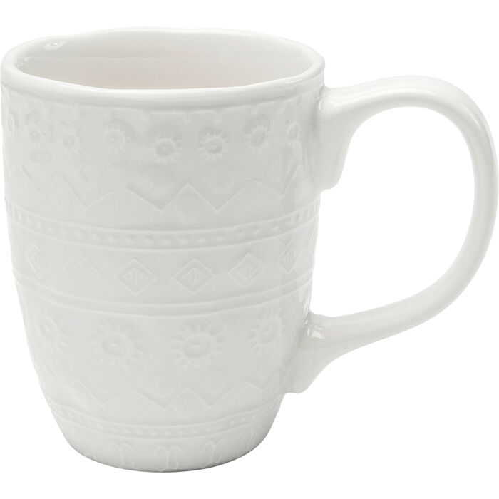 Kare Design Karma Krus     Reliefmønster  Rund Hvid Keramik   :