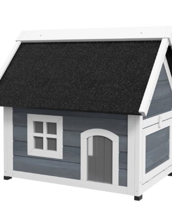 Kattehus  Vejrbestandigt  Med Vindue  77x57 5x68 Cm  Undtagen Asfalttag  Grå Hvid Sort
